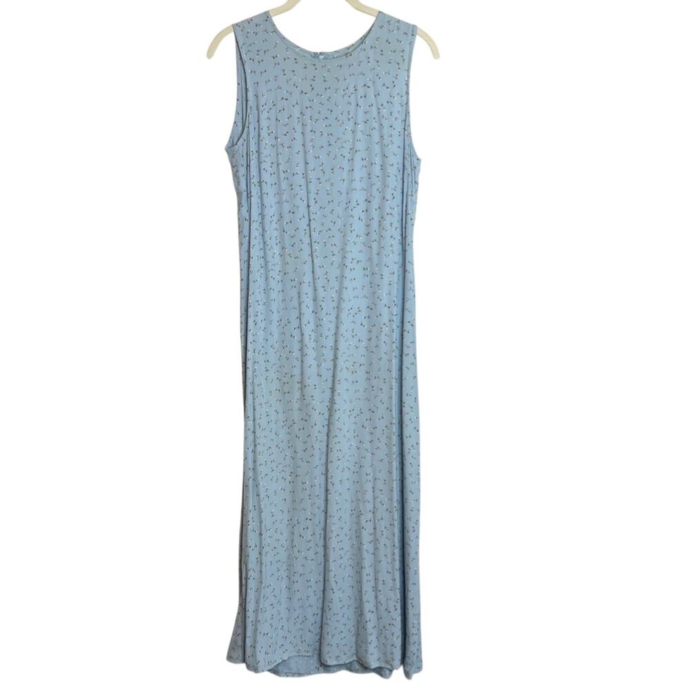 Vtg Old Navy Womens Maxi Dress Size 6 Blue Floral Sleeveless Rayon Y2K Cottage